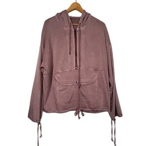Splendid‎ Pullover Hoodie Sweatshirt Women's Medium Dusty Mauve Quarter Zip - M